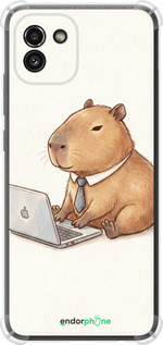 Силіконовий протиударний с посиленими кутами чехол Funny Capybara CEO Working для Samsung Galaxy A03 A035F - 6777sp-2499 изображение 