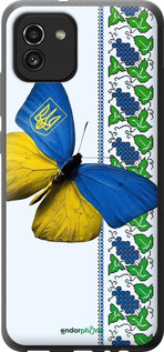 Силіконовий чехол Жовто-блакитний метелик  для Samsung Galaxy A03 A035F - 1054u-2499 изображение 