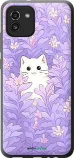 Силиконовый чехол Котик в цветах для Samsung Galaxy A03 A035F - 6390u-2499 изображение 