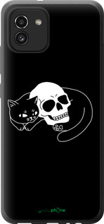 Силиконовый чехол С изображением кота и черепа для Samsung Galaxy A03 A035F - 6491u-2499 изображение 
