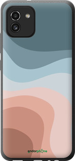 Силиконовый чехол С синими и розовыми волнами в стиле ретро для Samsung Galaxy A03 A035F - 6532u-2499 изображение 