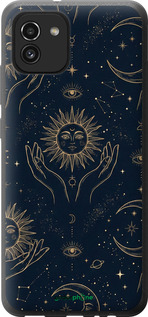 Силиконовый чехол Celestial Harmony: Sun & Moon Gold Mystic Pattern для Samsung Galaxy A03 A035F - 6778u-2499 изображение 