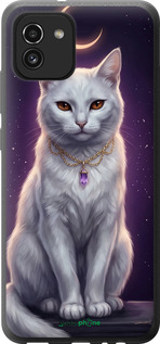 Силиконовый чехол Mystic White Cat Gothic Dark Purple Gold для Samsung Galaxy A03 A035F - 6805u-2499 изображение 