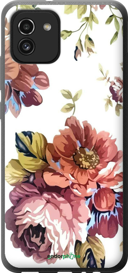 Силиконовый чехол Vintage flowers для Samsung Galaxy A03 A035F - 4333u-2499 изображение 
