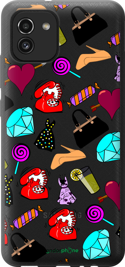 Силиконовый чехол stickers для Samsung Galaxy A03 A035F - 4757u-2499 изображение 