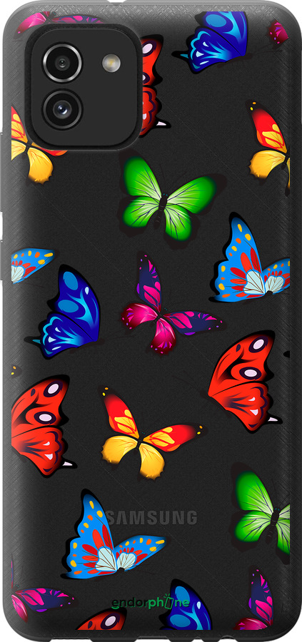 Силиконовый чехол Красочные мотыльки для Samsung Galaxy A03 A035F - 4761u-2499 изображение 