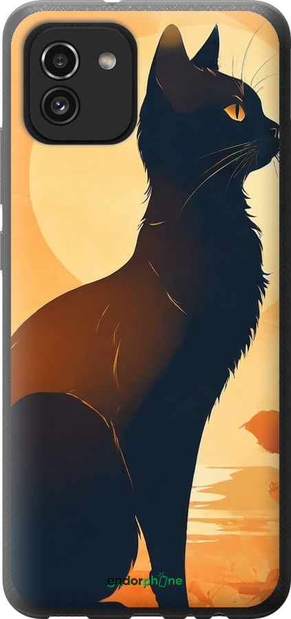 Силиконовый чехол Черная кошка v2 для Samsung Galaxy A03 A035F - 5830u-2499 изображение 