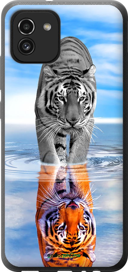 Силиконовый чехол Тигр для Samsung Galaxy A03 A035F - 6016u-2499 изображение 