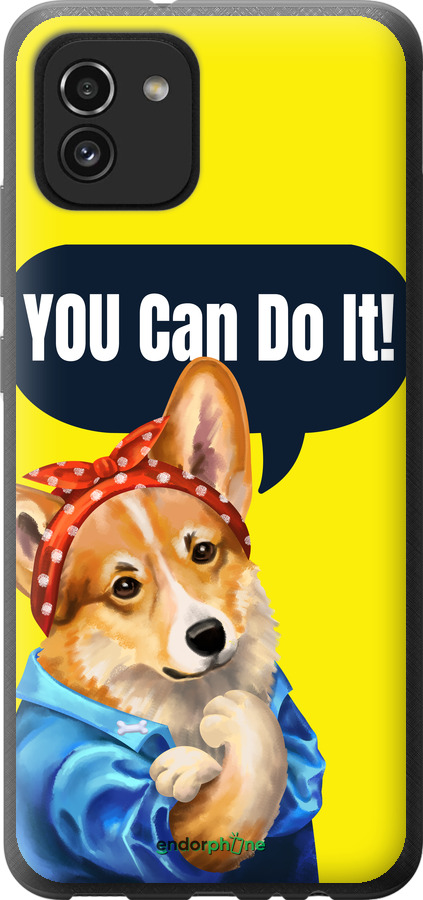 Силиконовый чехол чехол с корги You Can Do It для Samsung Galaxy A03 A035F - 6184u-2499 изображение 
