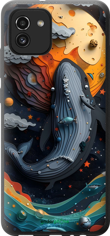 Силиконовый чехол Кит в космосе для Samsung Galaxy A03 A035F - 6328u-2499 изображение 
