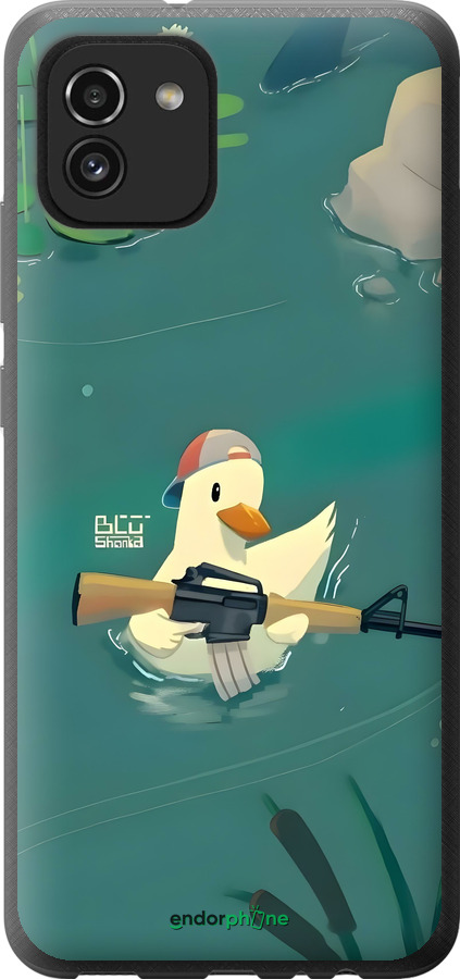 Силіконовий чехол Каченя з автоматом для Samsung Galaxy A03 A035F - 6356u-2499 изображение 