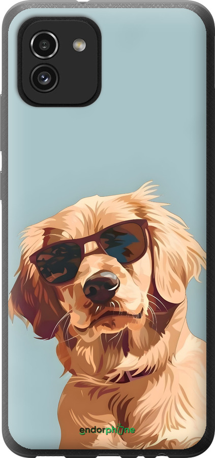 Силиконовый чехол Пес в очках для Samsung Galaxy A03 A035F - 6381u-2499 изображение 
