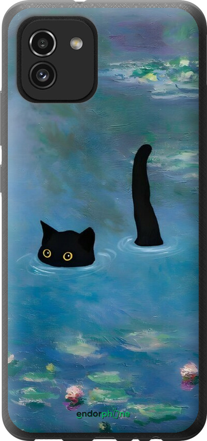 Силіконовий чехол Із зображенням кота та водяної лілії Monet для Samsung Galaxy A03 A035F - 6519u-2499 изображение 