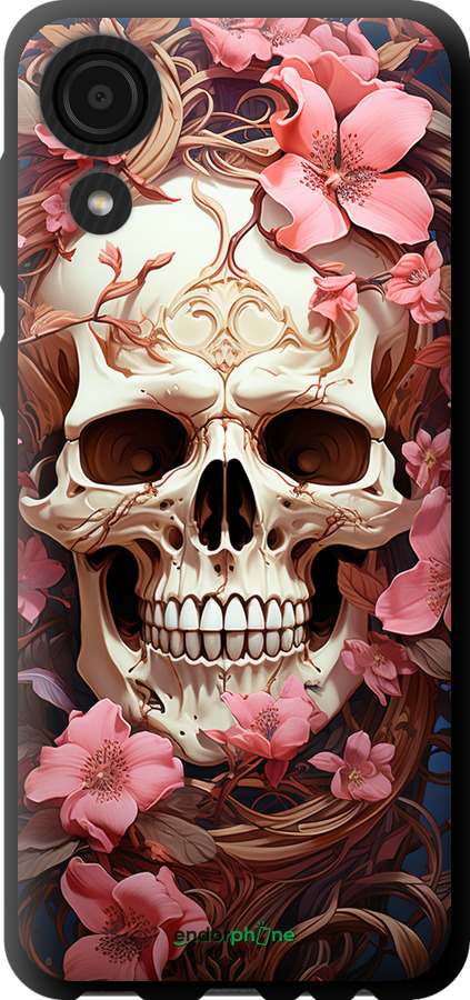 TPU чехол Череп у рожевих квітах для Samsung Galaxy A03 Core A032F - 5965b-2539 изображение 