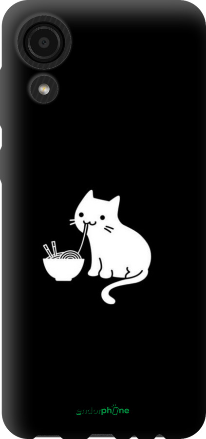 TPU чехол С милым котом на черном фоне для Samsung Galaxy A03 Core A032F - 6528b-2539 изображение 