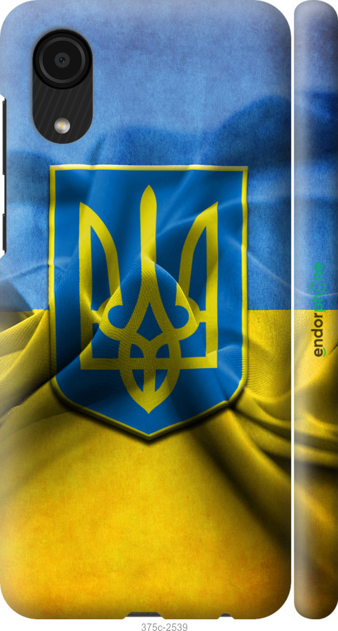 

3D пластиковий матовий чохол "Прапор та герб України" для Samsung Galaxy A03 Core A032F, Блакитний