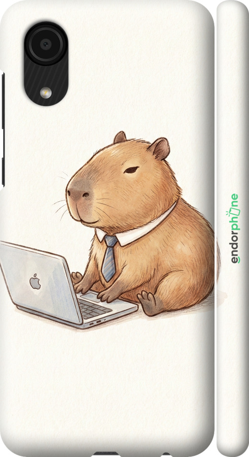 3D пластиковий матовий чехол Funny Capybara CEO Working для Samsung Galaxy A03 Core A032F - 6777m-2539 изображение 