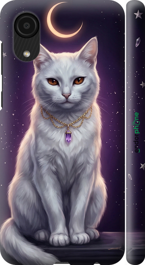 3D пластиковый матовый чехол Mystic White Cat Gothic Dark Purple Gold для Samsung Galaxy A03 Core A032F - 6805m-2539 изображение 