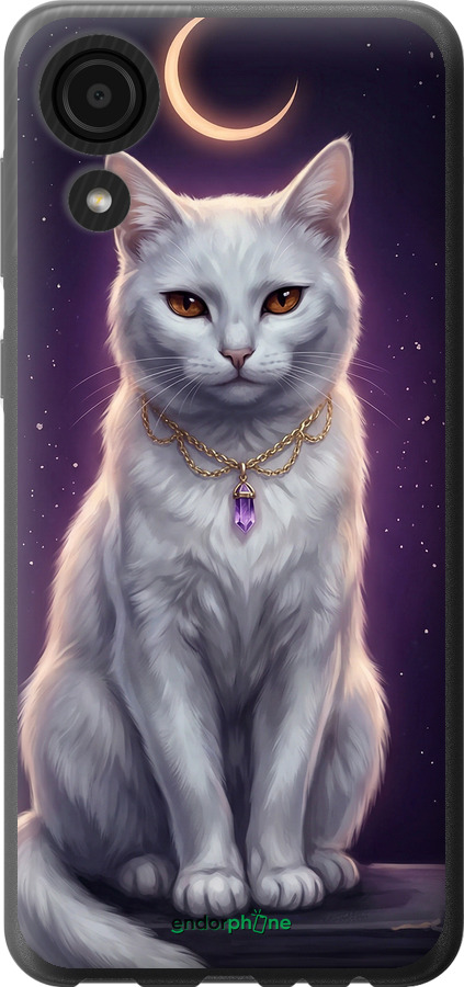 Силиконовый чехол Mystic White Cat Gothic Dark Purple Gold для Samsung Galaxy A03 Core A032F - 6805u-2539 изображение 