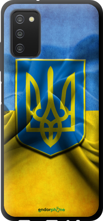 

TPU чорний чохол "Прапор та герб України" для Samsung Galaxy A03s A037F, Блакитний
