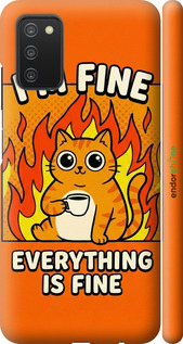 3D пластиковый матовый чехол Funny Cat для Samsung Galaxy A03s A037F - 6786m-2381 изображение 