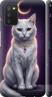 3D пластиковый матовый чехол Mystic White Cat Gothic Dark Purple Gold для Samsung Galaxy A03s A037F - 6805m-2381 изображение 