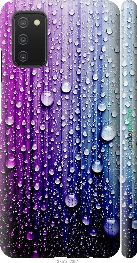 

3D пластиковий матовий чохол "Краплини води" для Samsung Galaxy A03s A037F, Синій