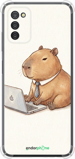 Силикон с усиленными углами чехол Funny Capybara CEO Working для Samsung Galaxy A03s A037F - 6777sp-2381 изображение 