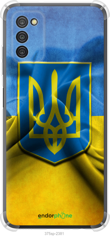 

Силіконовий протиударний с посиленими кутами чохол "Прапор та герб України" для Samsung Galaxy A03s A037F, Блакитний