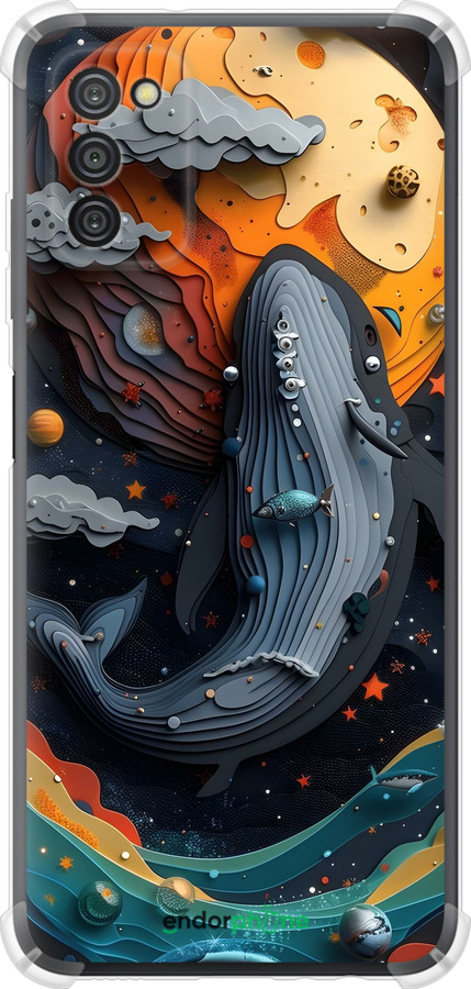 Силіконовий протиударний с посиленими кутами чехол Кит у космосі для Samsung Galaxy A03s A037F - 6328sp-2381 изображение 