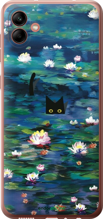 Силиконовый чехол Чехол с изображением водяных лилий Моне и кошек для Samsung Galaxy A04 A045F - 6399u-2831 изображение 