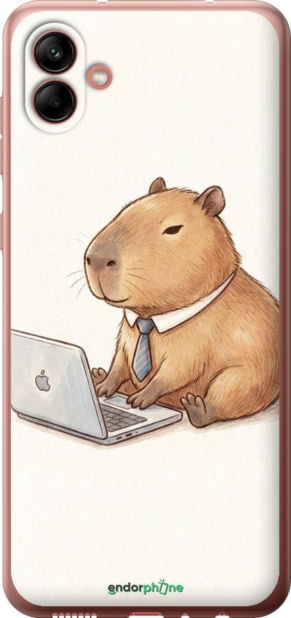 Силиконовый чехол Funny Capybara CEO Working для Samsung Galaxy A04 A045F - 6777u-2831 изображение 