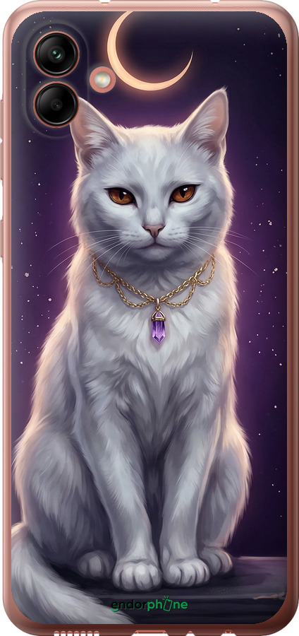 Силиконовый чехол Mystic White Cat Gothic Dark Purple Gold для Samsung Galaxy A04 A045F - 6805u-2831 изображение 