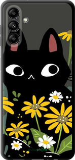 TPU чехол Черный кот с цветами для Samsung Galaxy A04s - 6448b-2877 изображение 