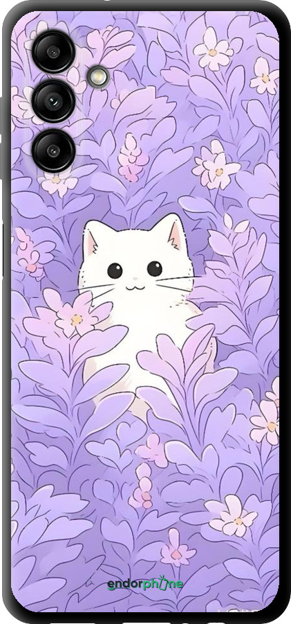 TPU чехол Котик в цветах для Samsung Galaxy A04s - 6390b-2877 изображение 
