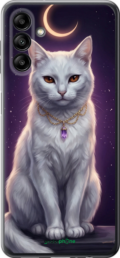 Силиконовый чехол Mystic White Cat Gothic Dark Purple Gold для Samsung Galaxy A04s - 6805u-2877 изображение 