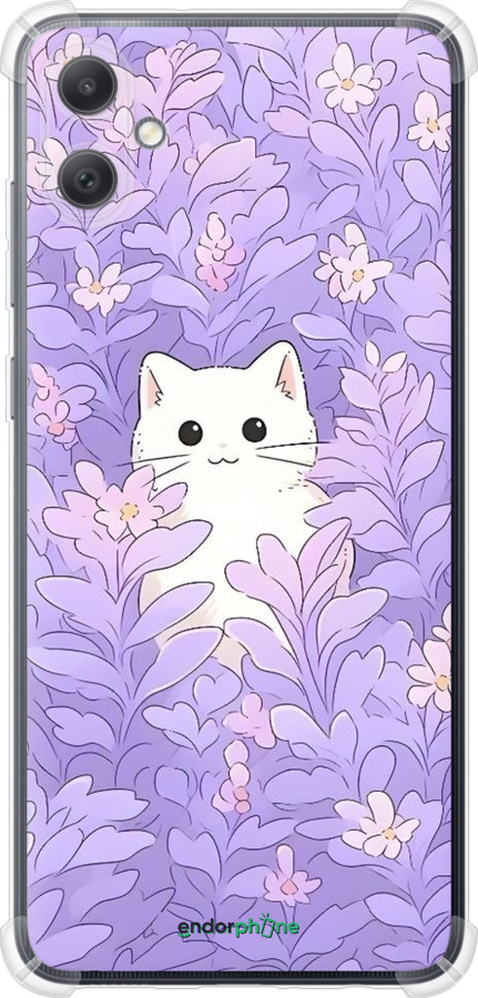 Силіконовий протиударний с посиленими кутами чехол Котик в цветах для Samsung Galaxy A05 - 6390sp-3355 изображение 