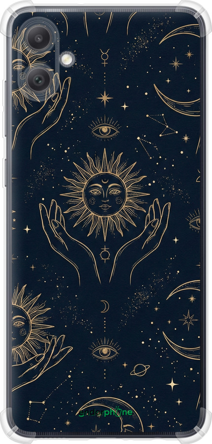 Силіконовий протиударний с посиленими кутами чехол Celestial Harmony: Sun & Moon Gold Mystic Pattern для Samsung Galaxy A05 - 6778sp-3355 изображение 