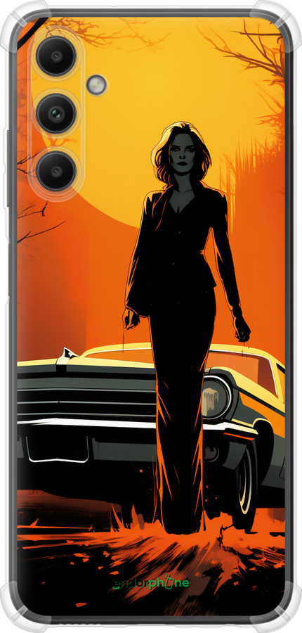 Силіконовий протиударний с посиленими кутами чехол Чохол для телефону Дівчина біля автомобіля для Samsung Galaxy A05s - 5946sp-3356 изображение 