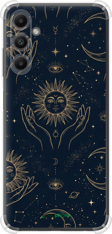 Силикон с усиленными углами чехол Celestial Harmony: Sun & Moon Gold Mystic Pattern для Samsung Galaxy A05s - 6778sp-3356 изображение 