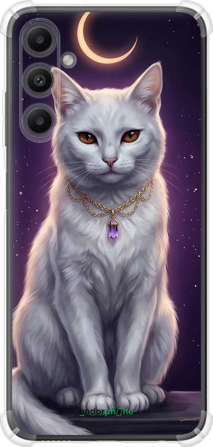 Силикон с усиленными углами чехол Mystic White Cat Gothic Dark Purple Gold для Samsung Galaxy A05s - 6805sp-3356 изображение 