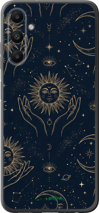 Силіконовий чехол Celestial Harmony: Sun & Moon Gold Mystic Pattern для Samsung Galaxy A05s - 6778u-3356 изображение 