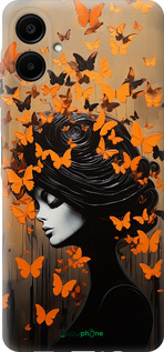 Силиконовый чехол Чехол для телефона Девушка с оранжевыми бабочками для Samsung Galaxy A06 4G - 5940u-3776 изображение 