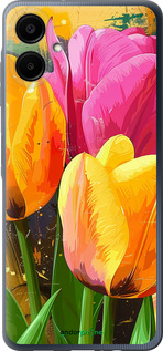 Силиконовый чехол 'Нарисованные тюльпаны' для Samsung Galaxy A06 4G изображение 1
