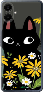 Силиконовый чехол Черный кот с цветами для Samsung Galaxy A06 4G - 6448u-3776 изображение 