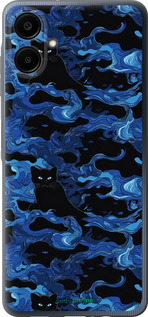 Силіконовий чехол Візерунок чорних котів на блакитному фоні для Samsung Galaxy A06 4G - 6525u-3776 изображение 