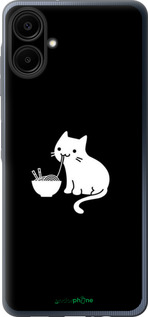 Силиконовый чехол С милым котом на черном фоне для Samsung Galaxy A06 4G - 6528u-3776 изображение 