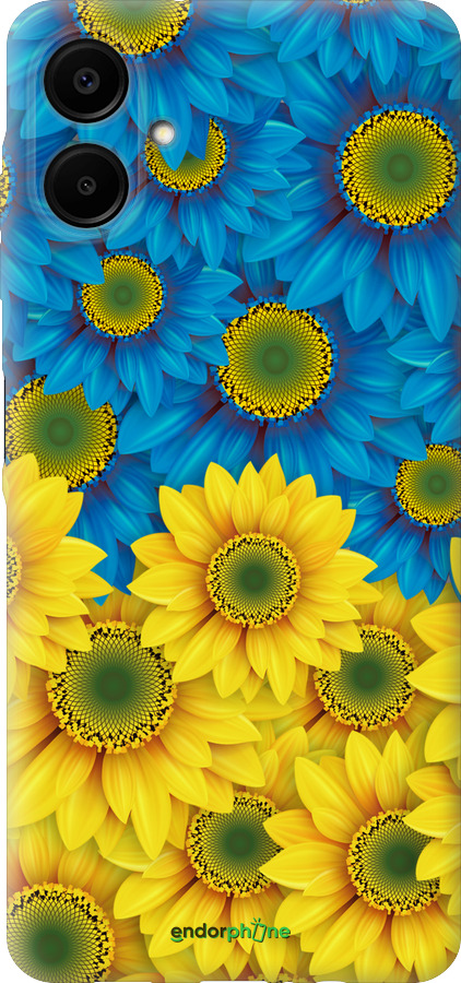 Силиконовый чехол Жёлто-голубые цветы для Samsung Galaxy A06 4G - 1048u-3776 изображение 