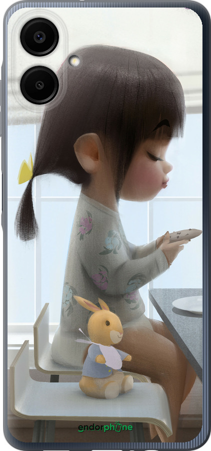 Силиконовый чехол Милая девочка с зайчиком для Samsung Galaxy A06 4G - 4039u-3776 изображение 