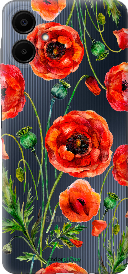 Силиконовый чехол Нарисованные маки для Samsung Galaxy A06 4G - 4278u-3776 изображение 